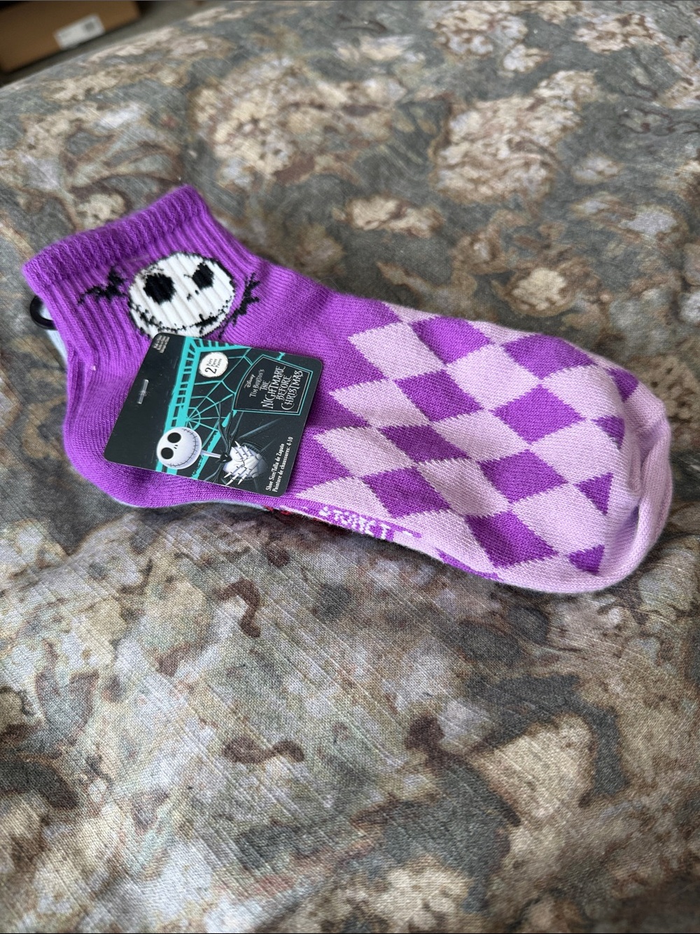 Disney Purple and Light Purple Jack Skellington Argyle and Grey Sally Kids Socks